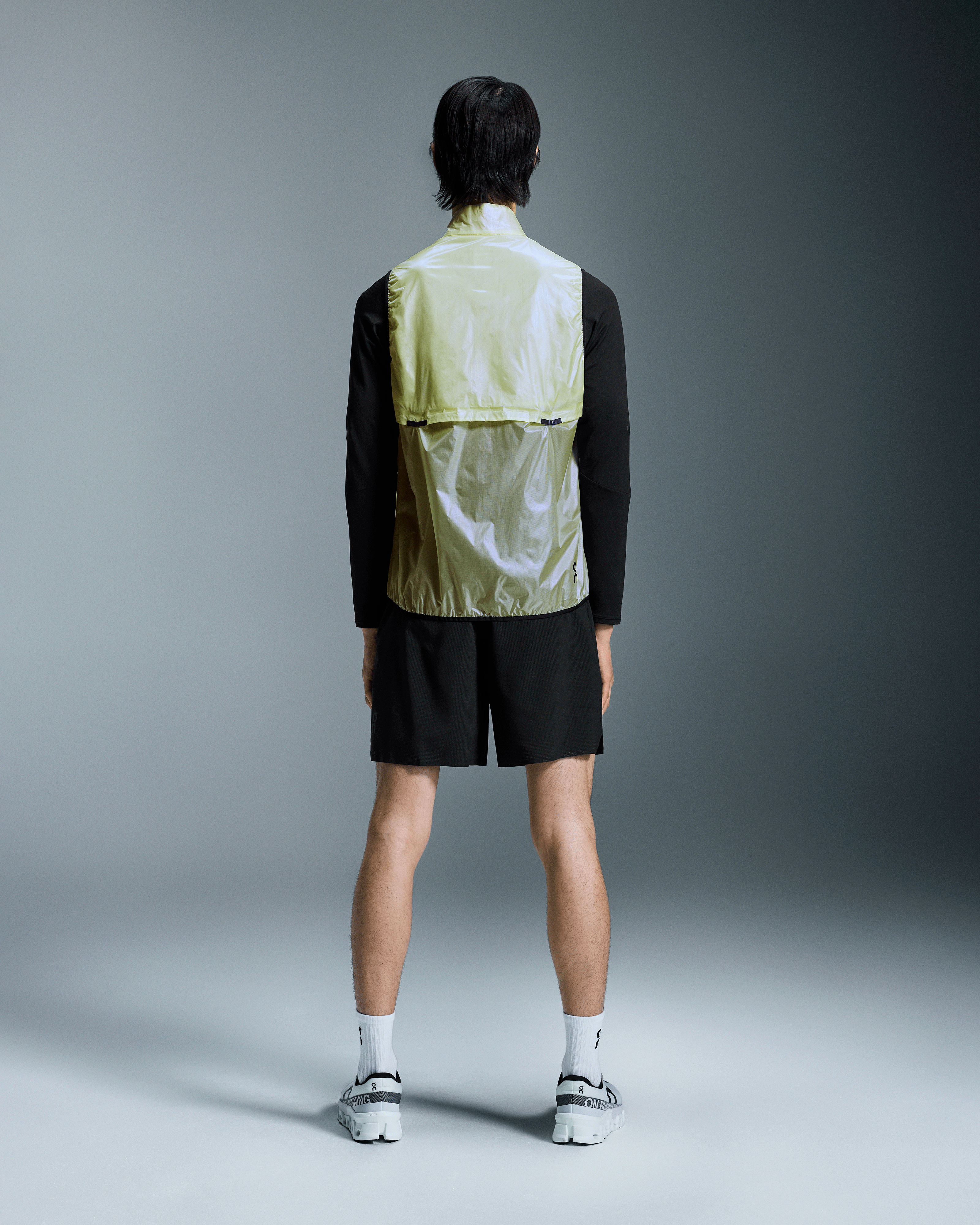 on weather vest Hay