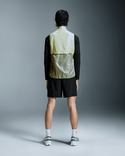 on weather vest Hay