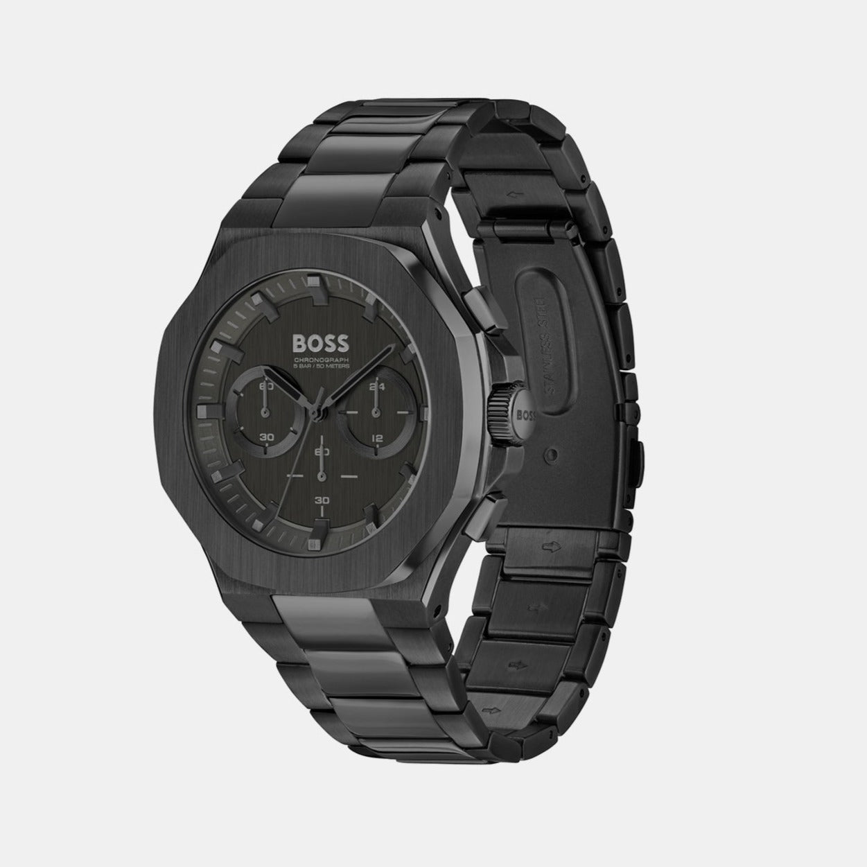 Boss Taper Men Quartz Black Dial Chronograph Stainless Steel Watch 1514088