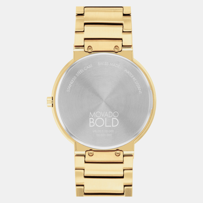 Movado Bold Horizon Men Quartz Yellow Dial Analog Stainless Steel Watch 3601081