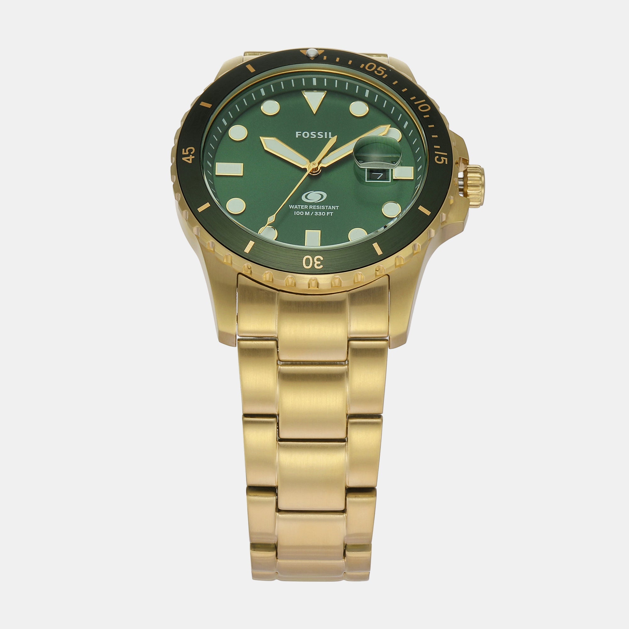 Fossil Fossil Blue Dive Men Quartz Green Dial Analog Stainless Steel Watch Fs6030