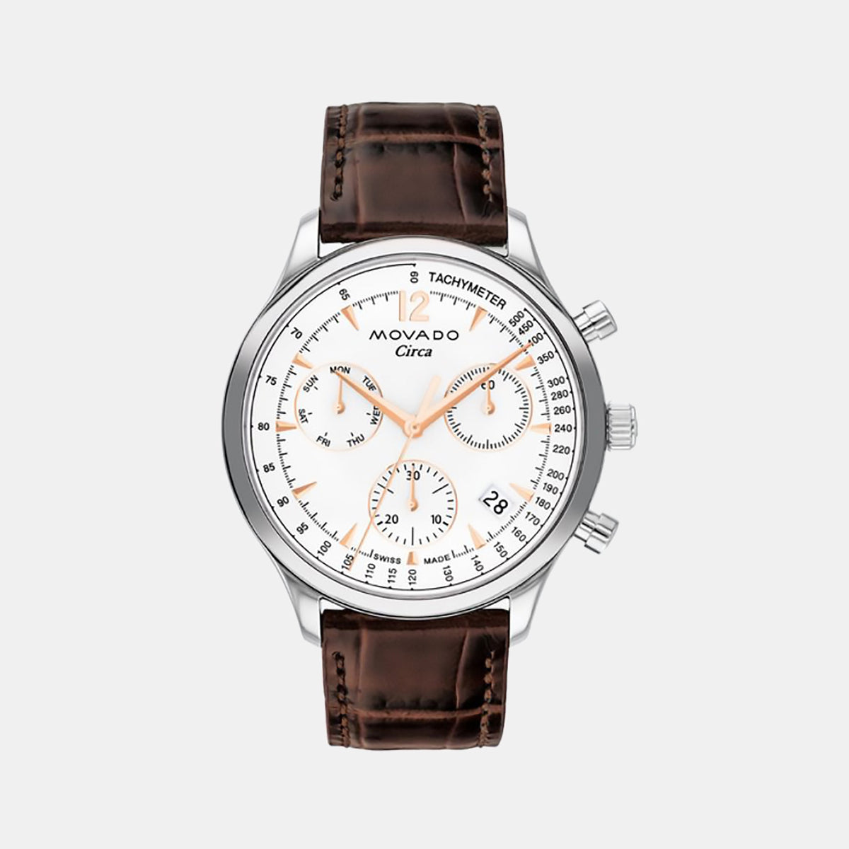 Movado Heritage Circa Men Quartz White Dial Chronograph Stainless Steel Watch 3650132