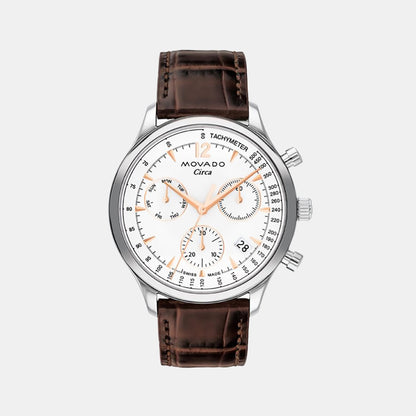 Movado Heritage Circa Men Quartz White Dial Chronograph Stainless Steel Watch 3650132