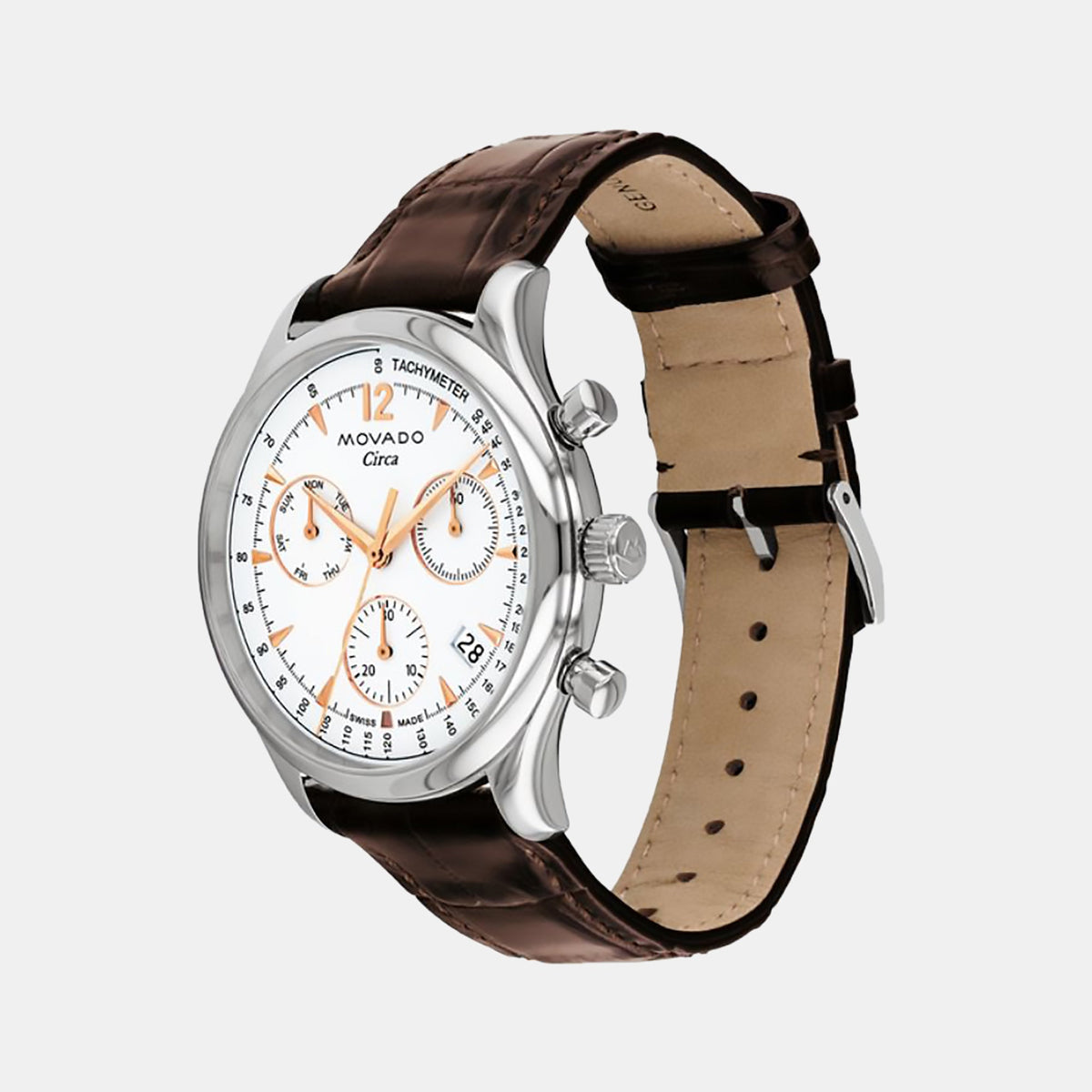 Movado Heritage Circa Men Quartz White Dial Chronograph Stainless Steel Watch 3650132