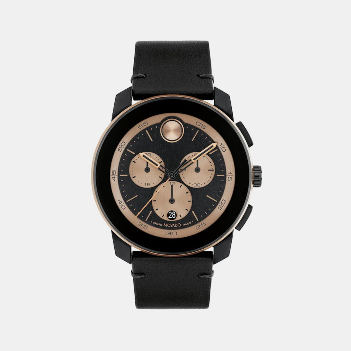 Movado Bold TR90 Men Quartz Black Dial Chronograph Stainless Steel Watch 3601114