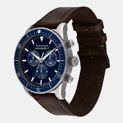 Movado Heritage Calendoplan S Men Quartz Blue Dial Chronograph Stainless Steel Watch 3650121