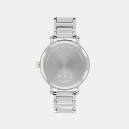 Movado Bold Evolution Women Quartz Silver Dial Analog Stainless Steel Watch 3601141
