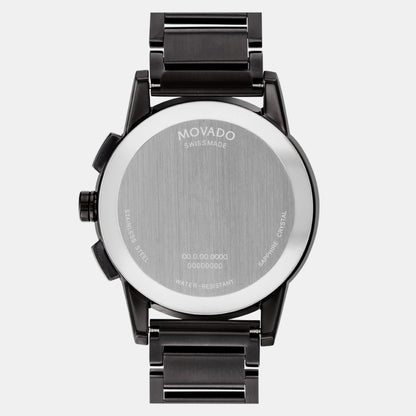 Movado Museum Sport Men Quartz Black Dial Chronograph Stainless Steel Watch 607802