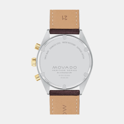 Movado Heritage Datron Men Quartz Black Dial Chronograph Stainless Steel Watch 3650182