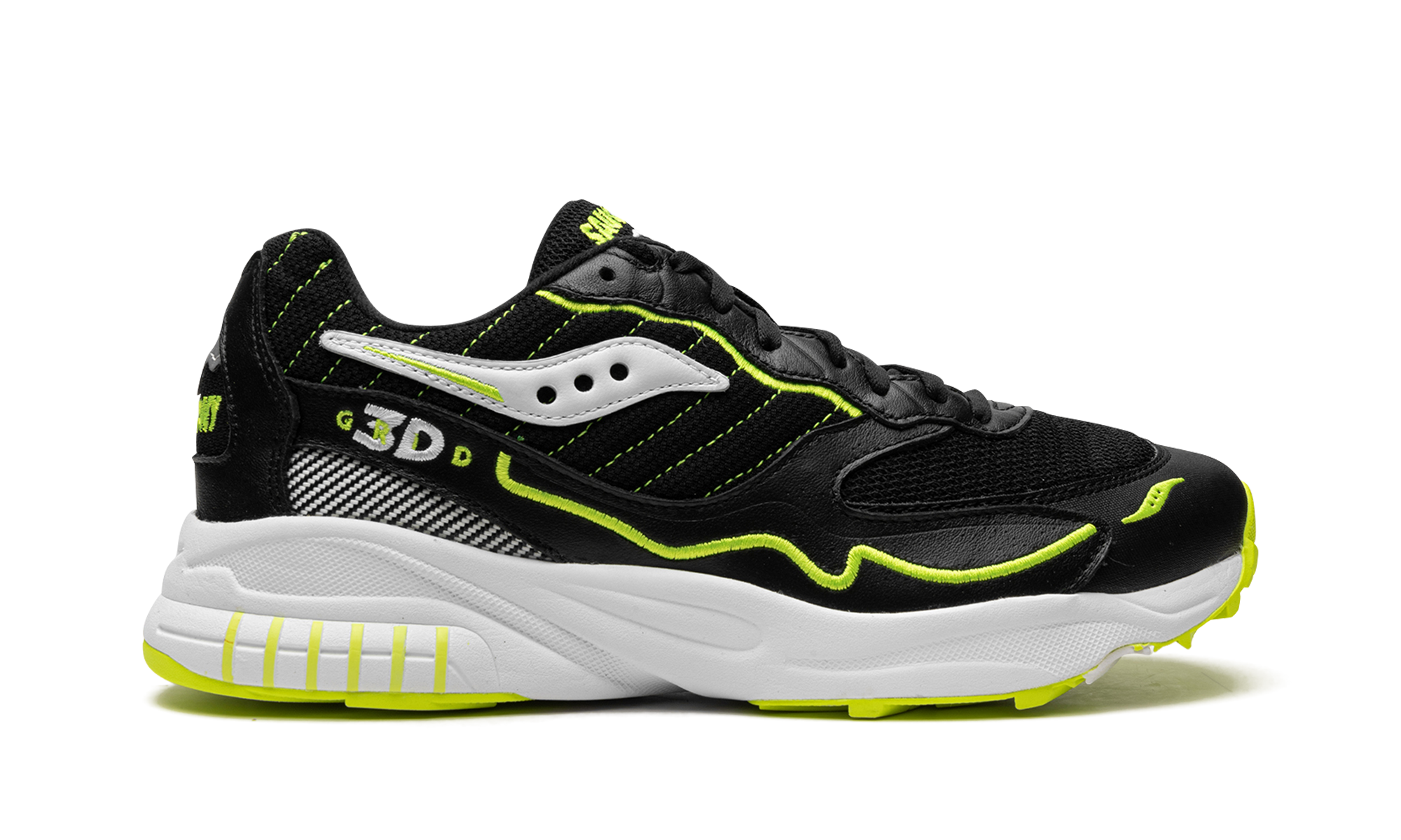 Saucony 3D Grid Hurricane Black Acid Yellow