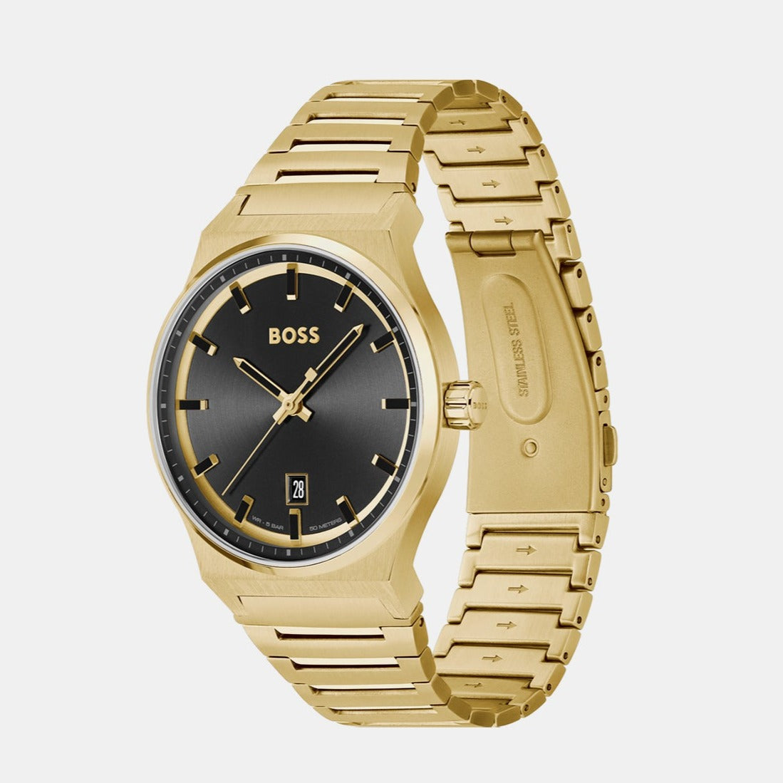 Boss Candor Men Quartz Black Dial Analog Stainless Steel Watch 1514077
