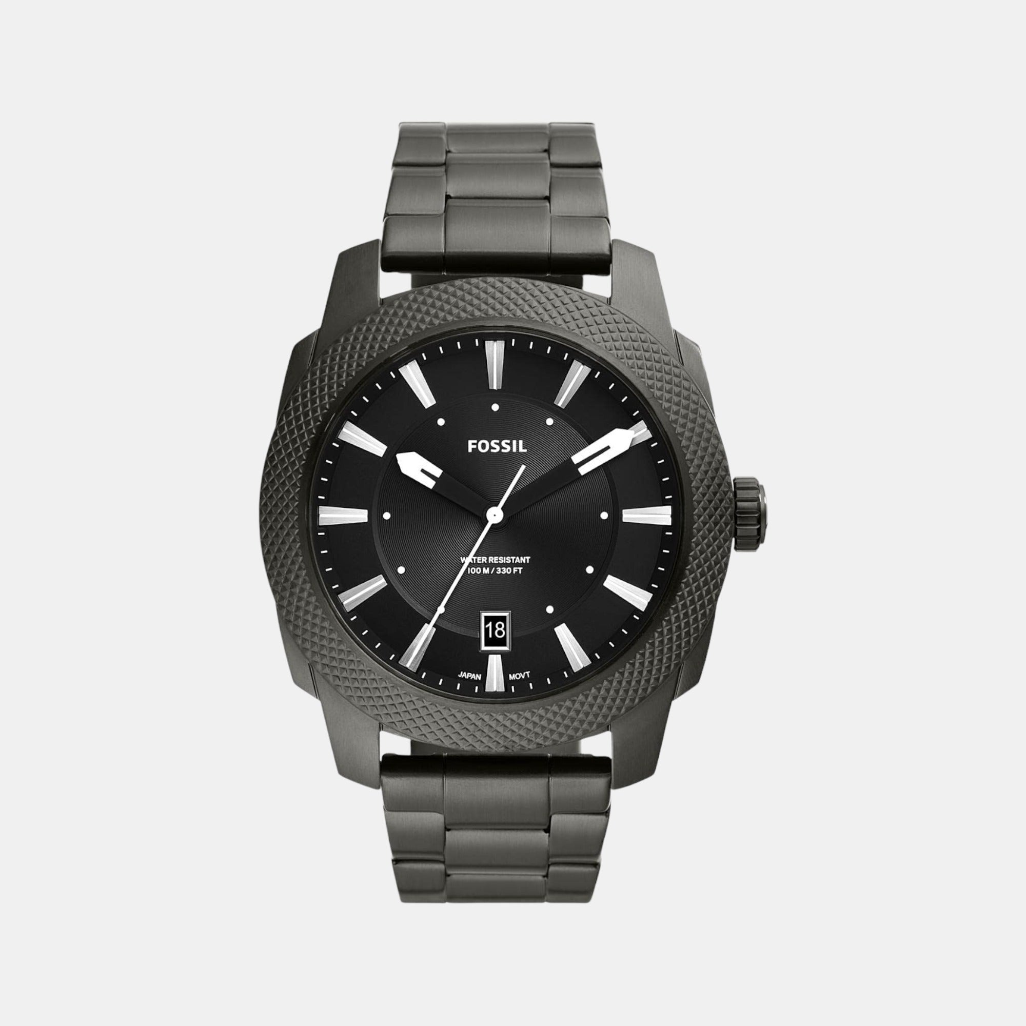 Fossil Machine Men Quartz Black Dial Analog Stainless Steel Watch Fs5970