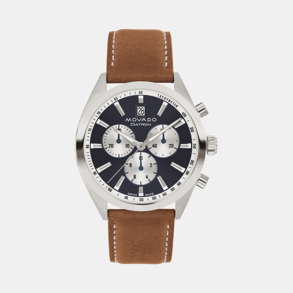 Movado Heritage Datron Men Quartz Blue Dial Chronograph Stainless Steel Watch 3650181