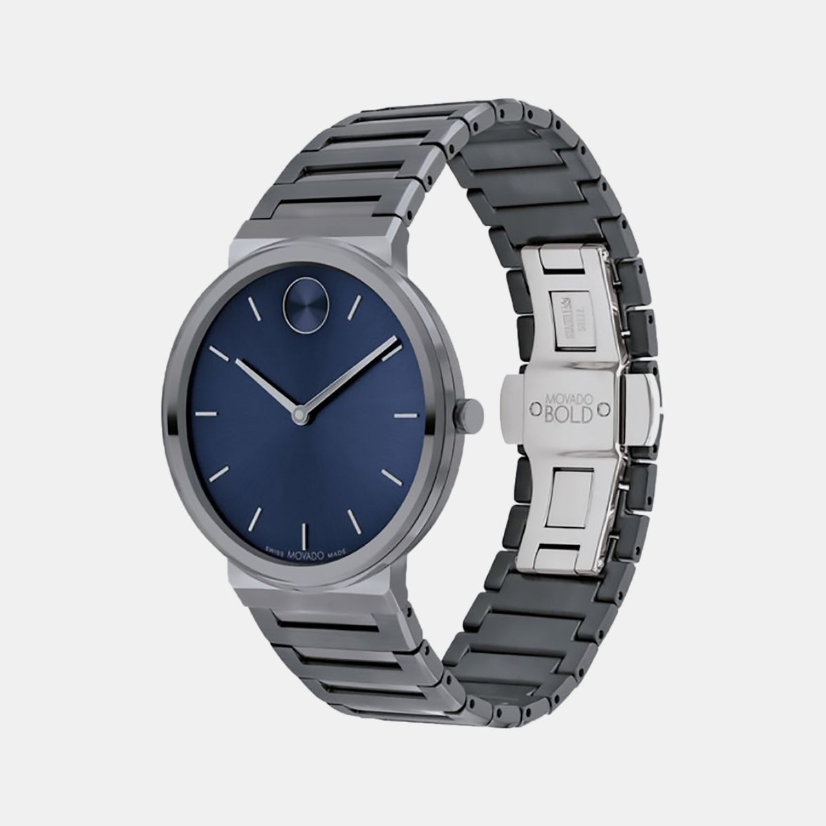 Movado Bold Horizon Men Quartz Blue Dial Analog Stainless Steel Watch 3601076