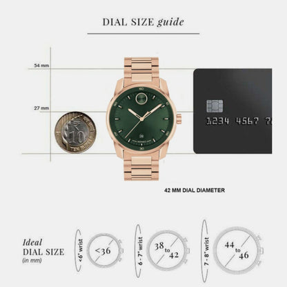 Movado Bold Verso Men Quartz Green Dial Analog Stainless Steel Watch 3601138