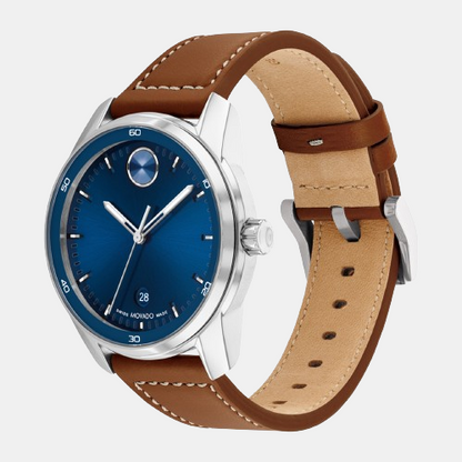 Movado Bold Verso Men Quartz Blue Dial Analog Stainless Steel Watch 3600944