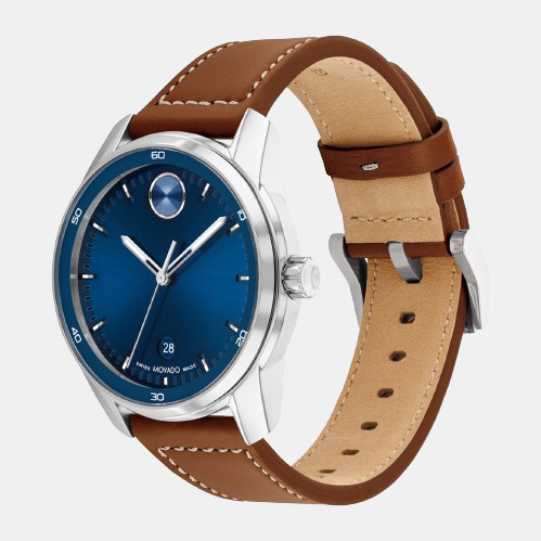 Movado Bold Verso Men Quartz Blue Dial Analog Stainless Steel Watch 3600944