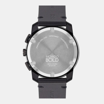 Movado Bold TR90 Men Quartz Black Dial Chronograph Stainless Steel Watch 3601114