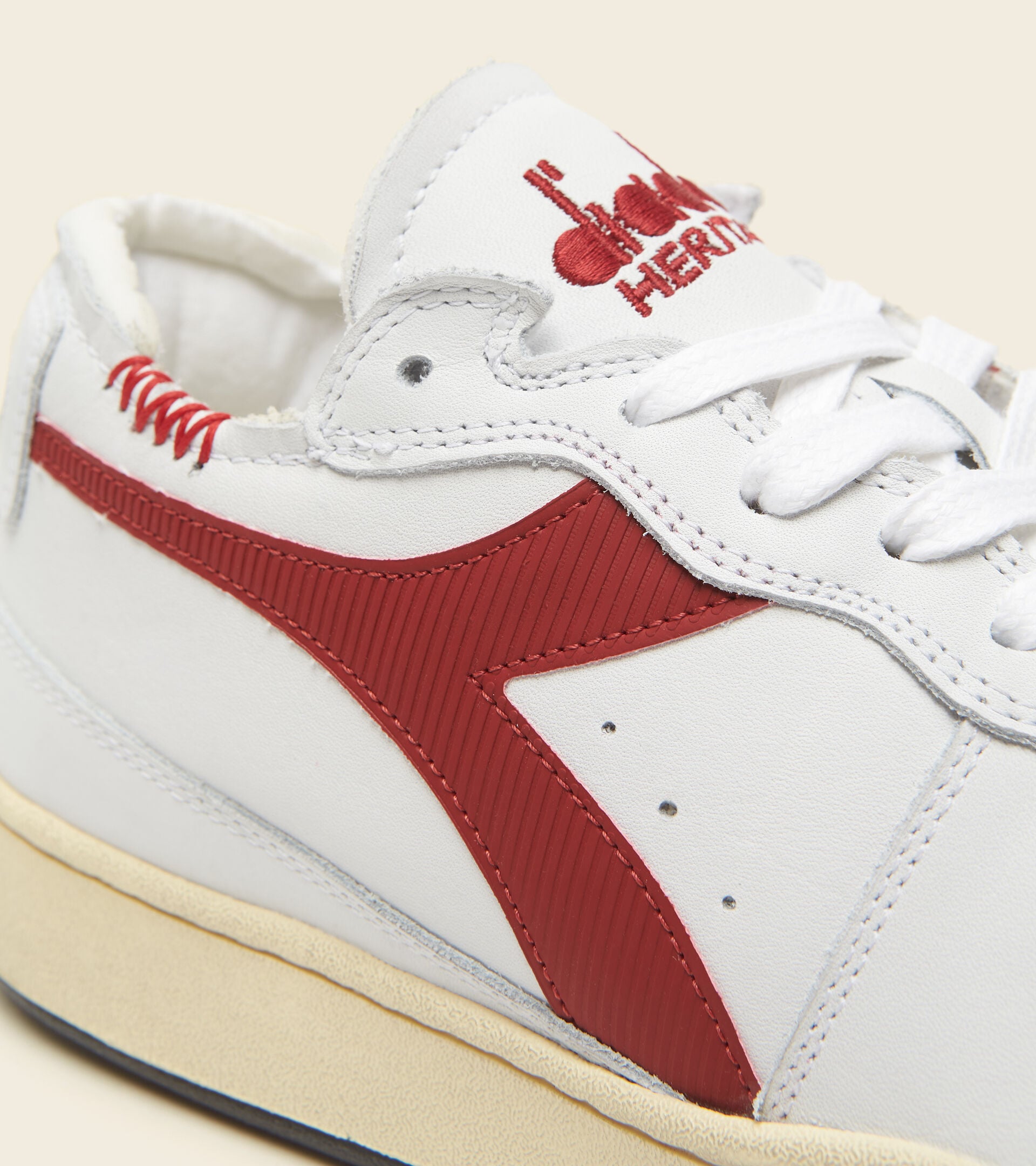 Diadora Mi Basket Row Cut White/Garnet