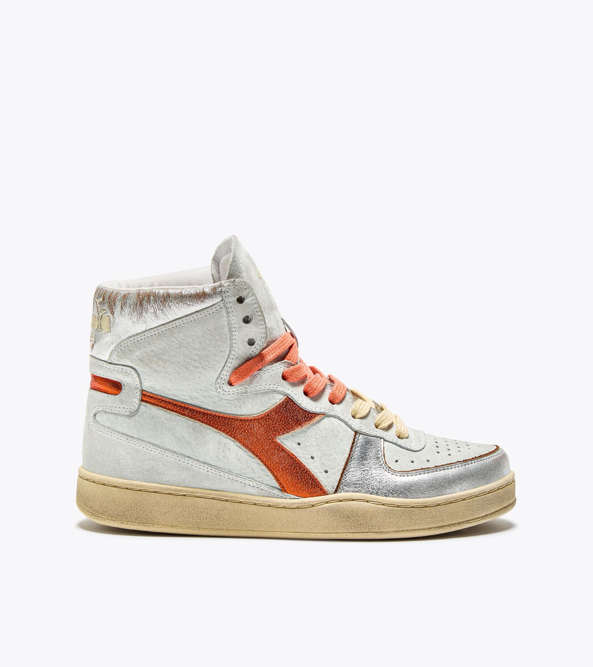 Diadora Mi Basket Metal Pigskin Used Wn White/Orange Nasturtium