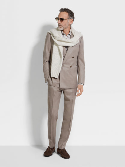 Zegna Brown And White Striped Silk And Cotton Blend Shirt