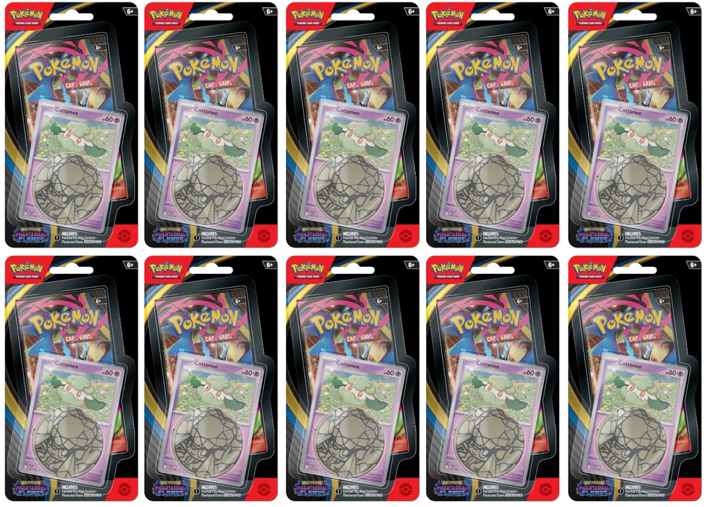 2025 Pokemon Mega Evolution Phantasmal Flames Cottonee Blister Pack 10X Lot