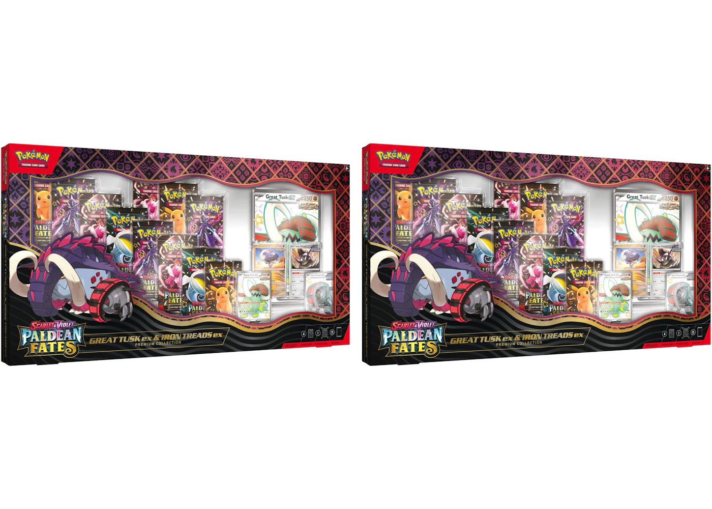 2025 Pokemon Scarlet & Violet Paldean Fates Great Tusk Ex & Iron Treads Ex Premium Collection Box 2X Lot