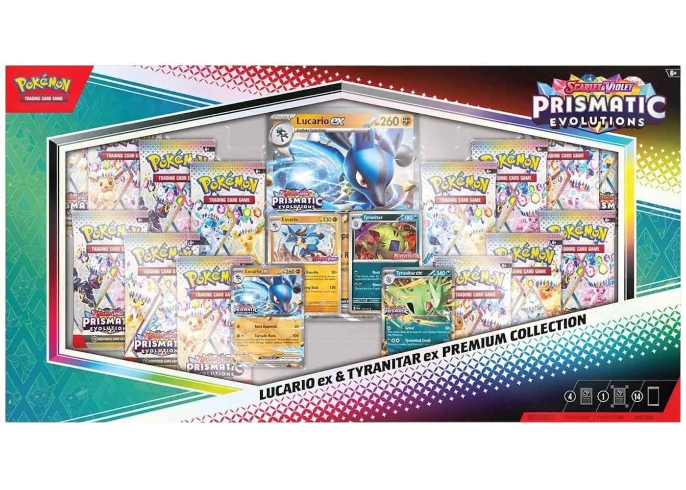 2025 Pokemon Scarlet & Violet Prismatic Evolutions Lucario Ex & Tyranitar Ex Premium Collection (Sam'S Club Exclusive)