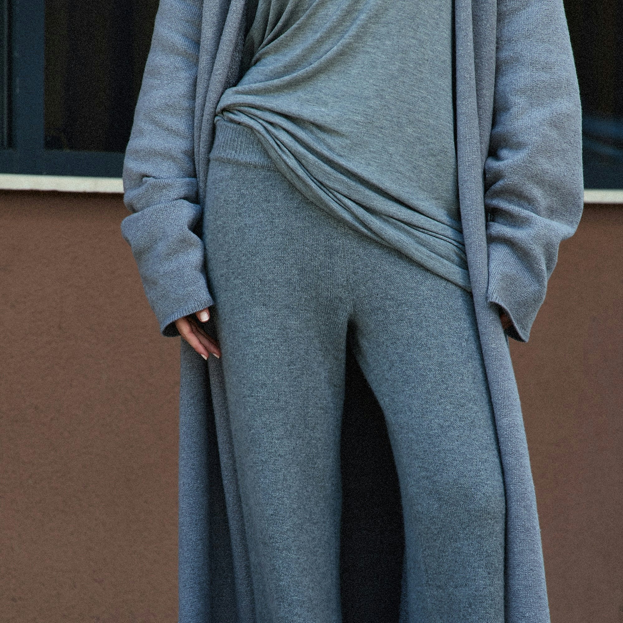 Skims Cashmere Wide Leg Pant Dark Heather Grey