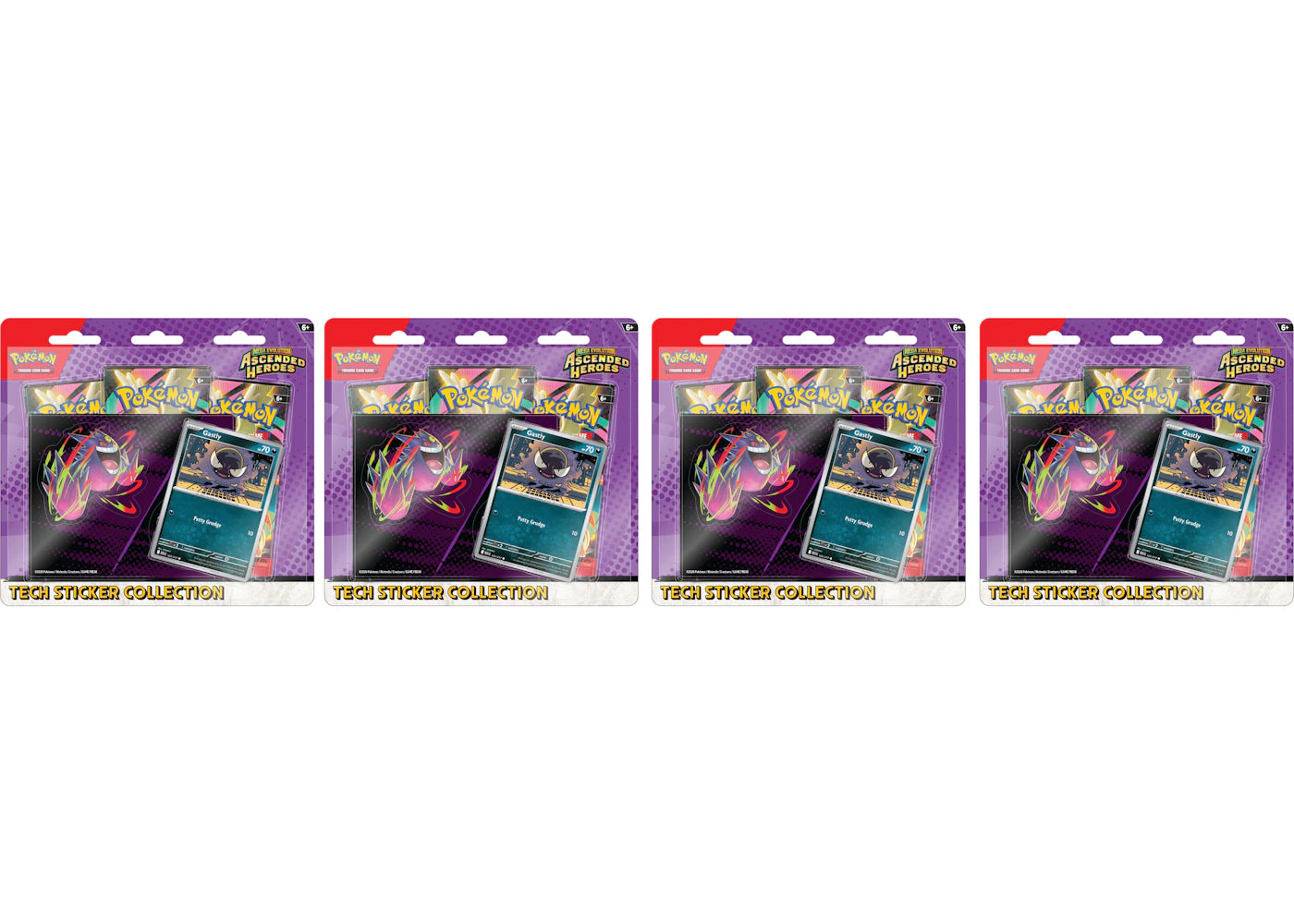 2026 Pokemon Mega Evolution Ascended Heroes Gastly Tech Sticker Collection 4X Lot