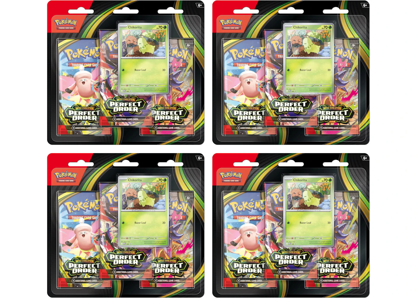 2026 Pokemon Mega Evolution Perfect Order Chikorita Blister Pack 4X Lot