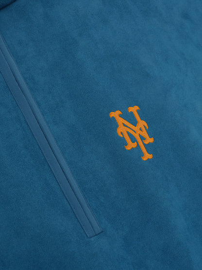 Essentials Mets Suede Fleece Modern Half Zip Blue Sapphire