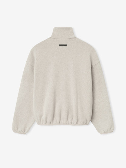 Essentials Modern Fleece Track Jacket With Piping Heather Stone/Cloud White