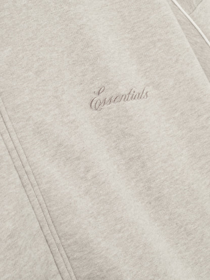 Essentials Modern Fleece Track Jacket With Piping Heather Stone/Cloud White