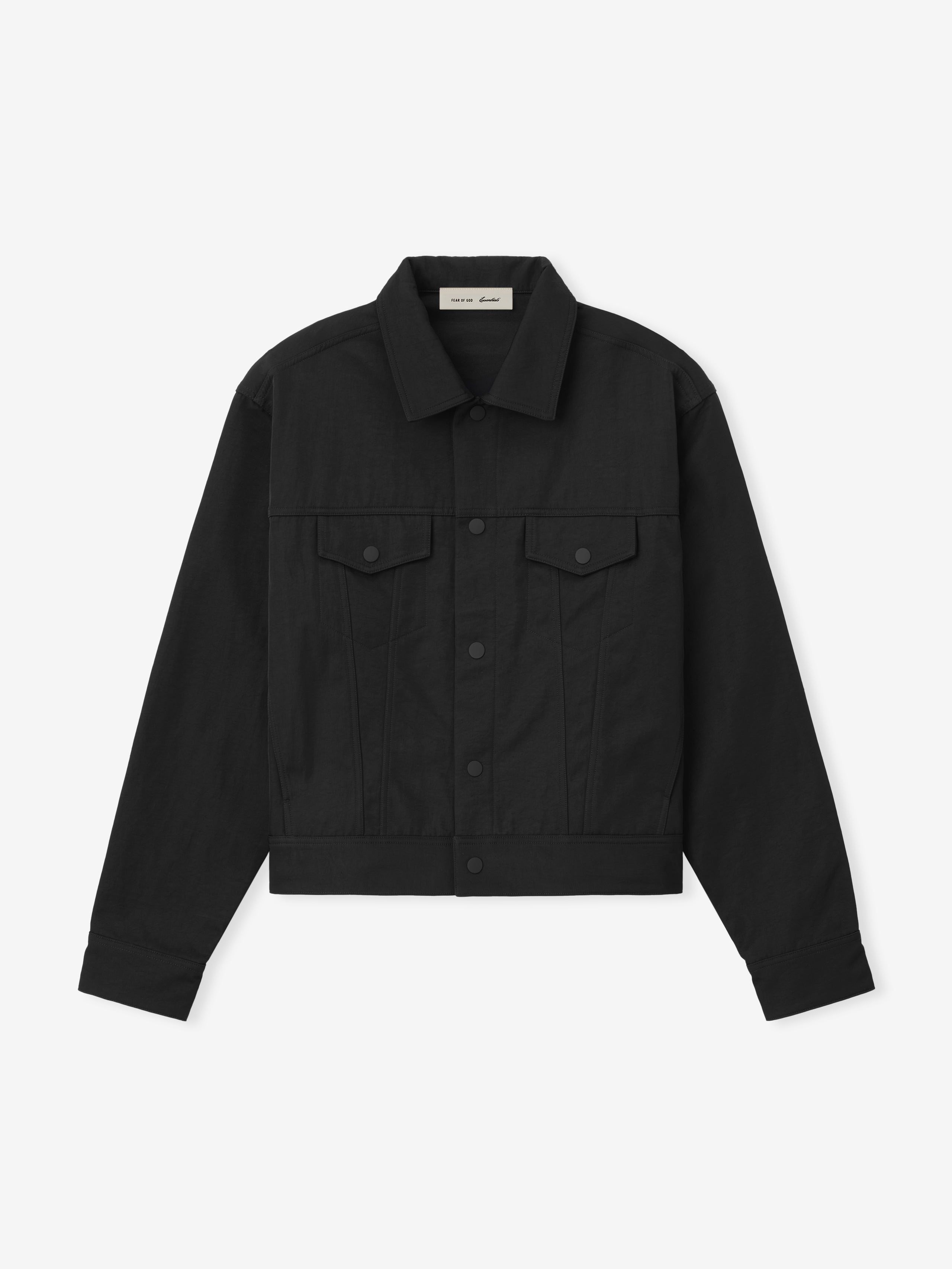 Essentials Textured Nylon Trucker Jacket Vintage Black