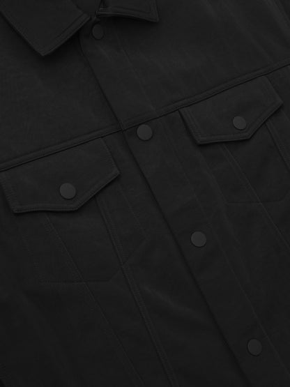 Essentials Textured Nylon Trucker Jacket Vintage Black