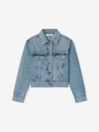 Essentials Womens Denim Trucker Jacket Classic Blue