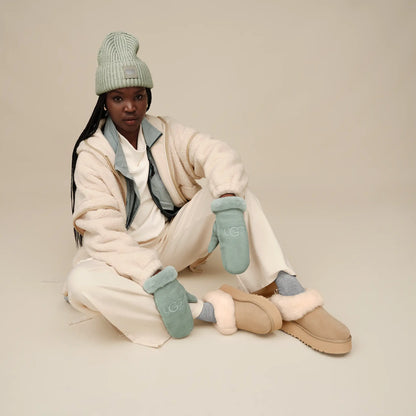 Ugg Sheepskin Embroider Mitten Grey Mist
