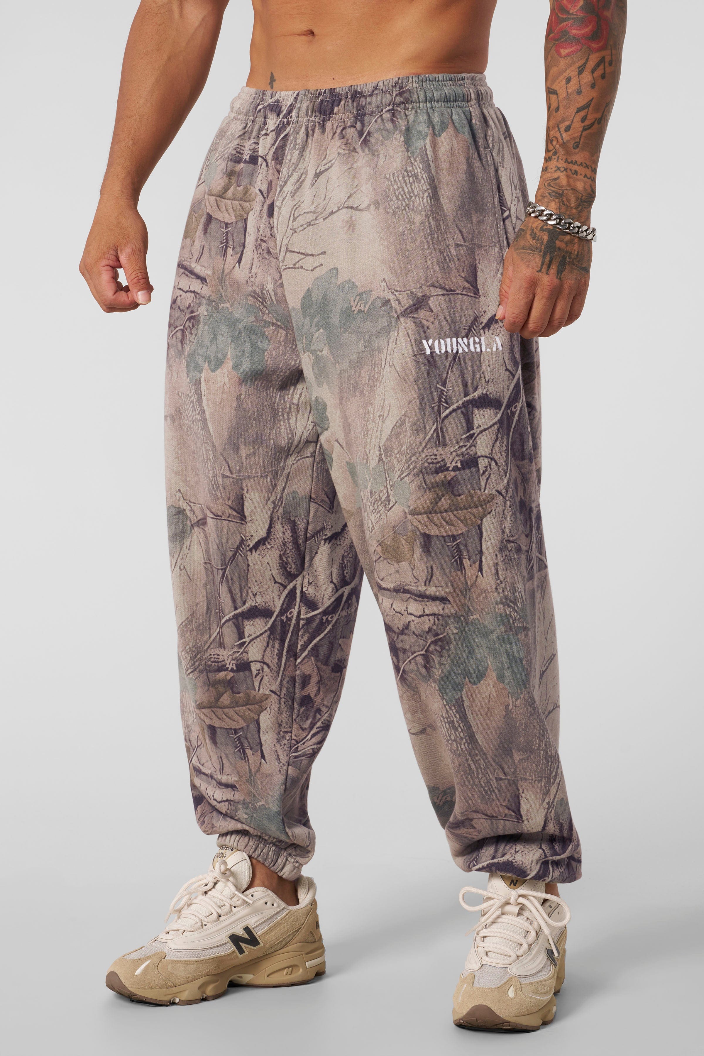 YoungLA 2063 - Tree Camo Collection - Baggy Joggers Beige Tree Camo
