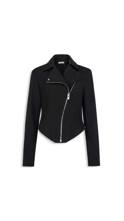 Alaïa Wool Denim Biker Jacket