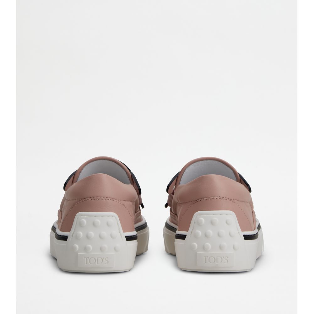 Tods Slip On Shoes In Leather Pink Womens