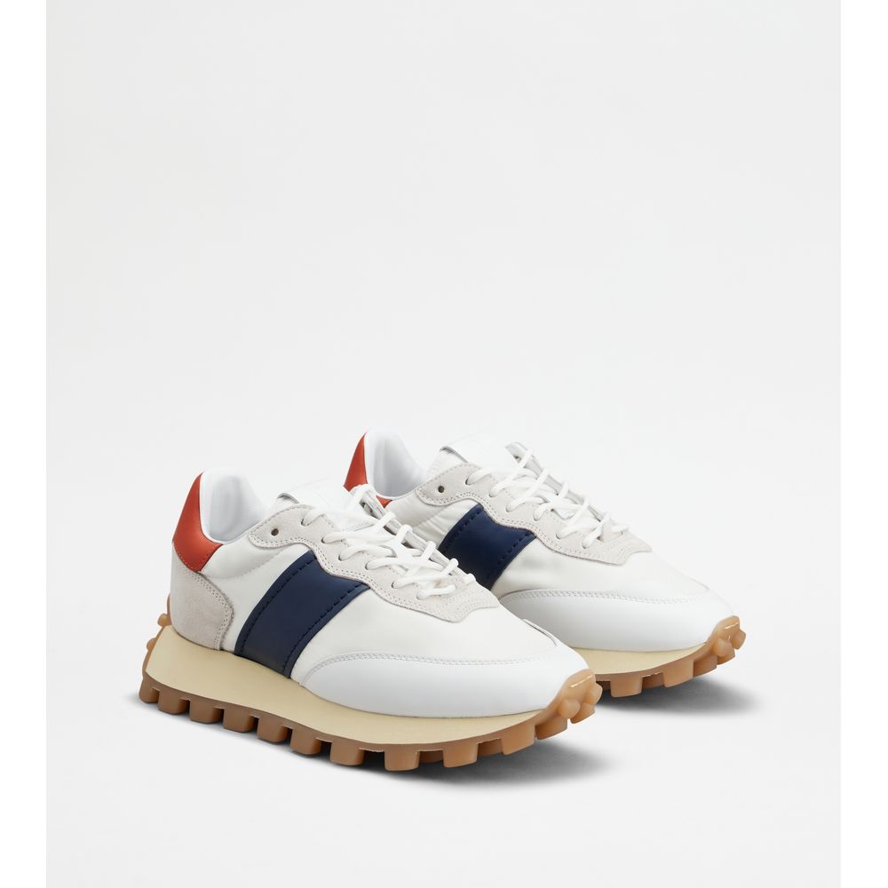 Tods Sneakers Tods 1T In Leather And Fabric White Blue Orange Womens