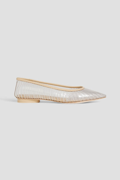 Cult Gaia Leena Leather-Trimmed Pvc Point-Toe Flats Clear Women's