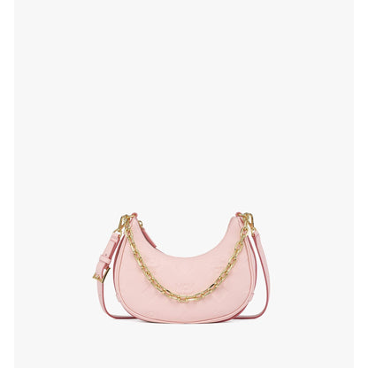 MCM Small Aren Crescent Hobo Bag in Maxi Monogram Leather