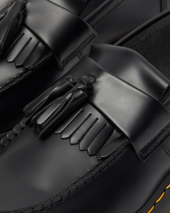 Dr. Martens Adrian Yellow Stitch Leather Tassel Loafers Black - Mens