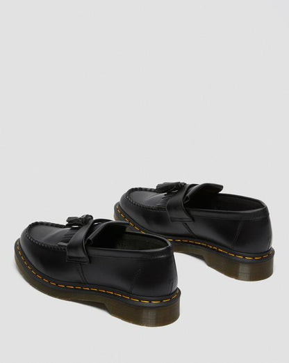 Dr. Martens Adrian Yellow Stitch Leather Tassel Loafers Black - Mens