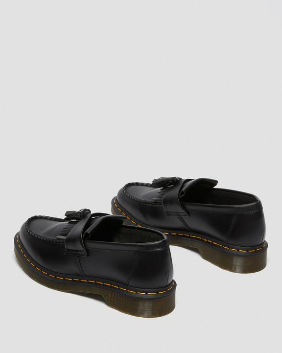 Dr. Martens Adrian Yellow Stitch Leather Tassel Loafers Black - Mens