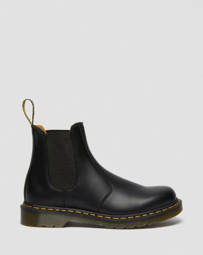 2976 Yellow Stitch Smooth Leather Chelsea Boots - Black - Mens