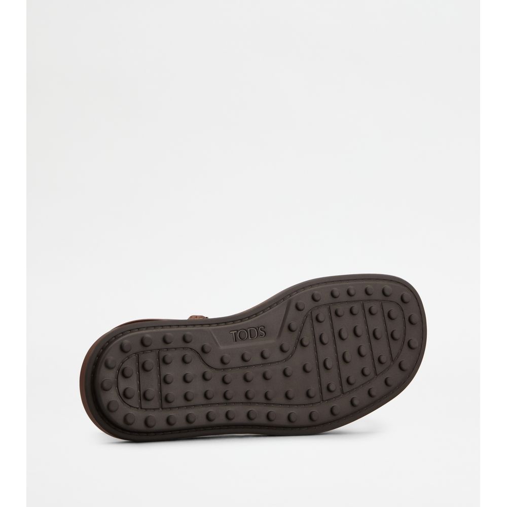 Tods Sandals In Leather Brown Womens