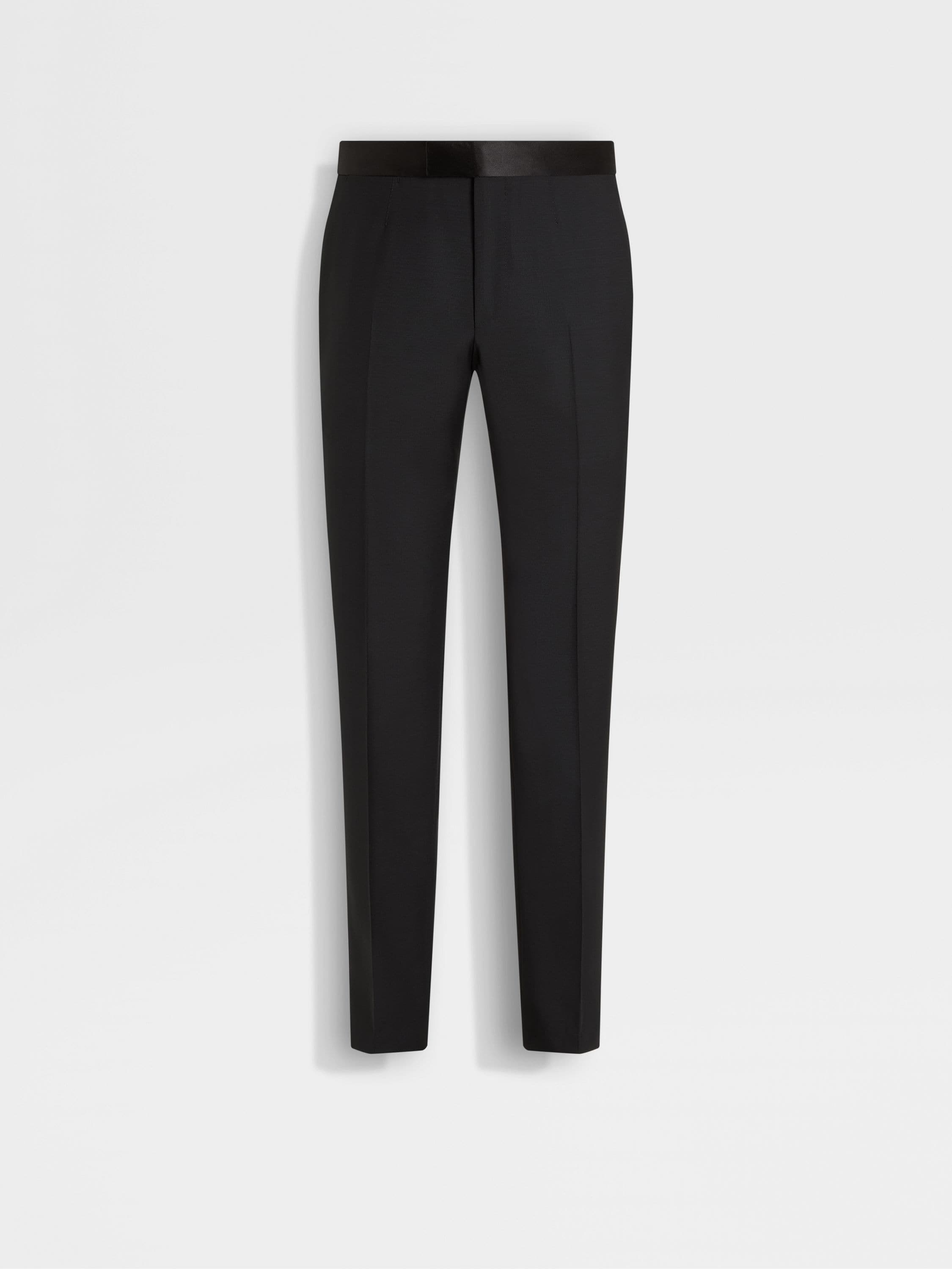 Zegna Black Wool And Mohair Pants